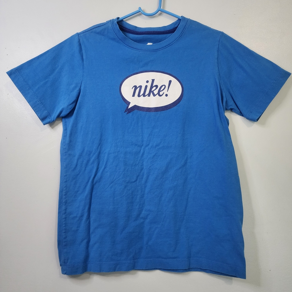 Nike White Cotton Care Tag Tee with Blue Stitching